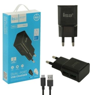 СЗУ 2 USB HS11 2.4А + кабель Micro USB белый ISA (гарантия 2 недели)